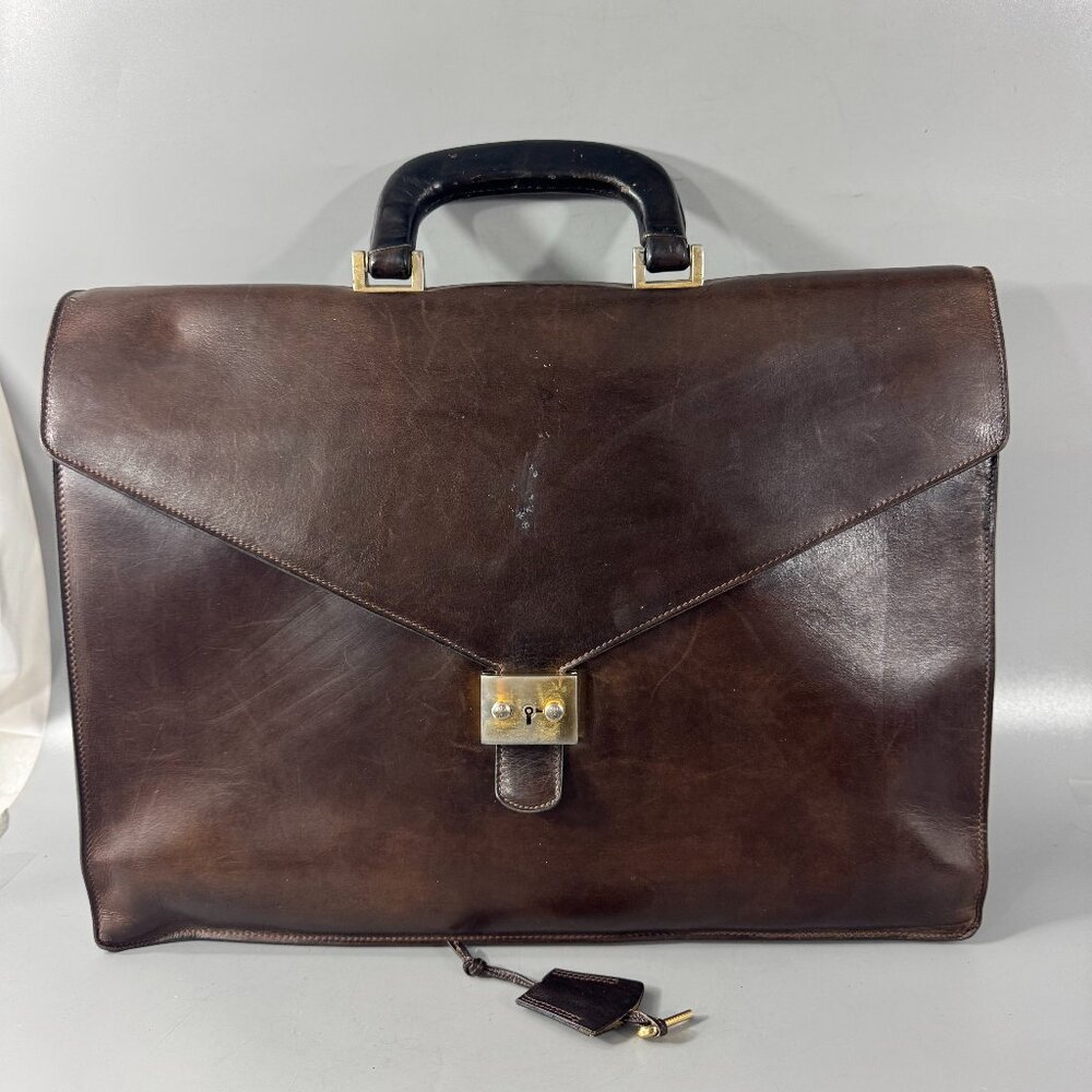 Vintage Tanino Crisci Cholocate Brown All-Leather Briefcase
